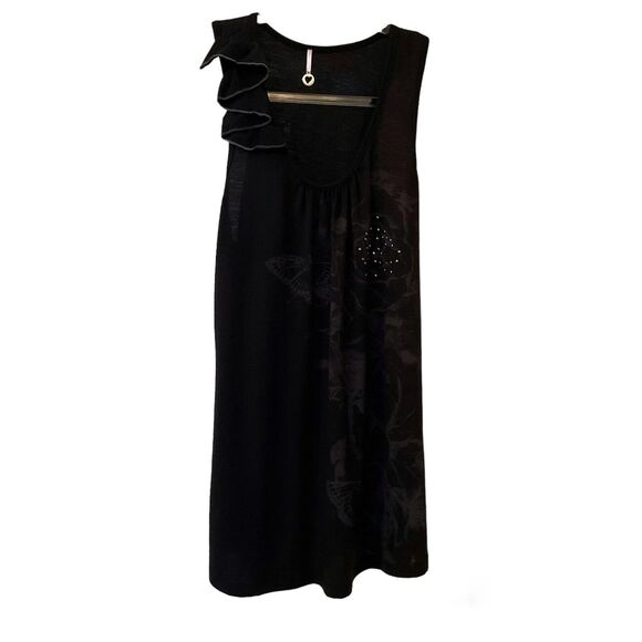 Robin K Embellished Tank Ruffled Shoulder Racerback, Bust 36” - Picture 1 of 9